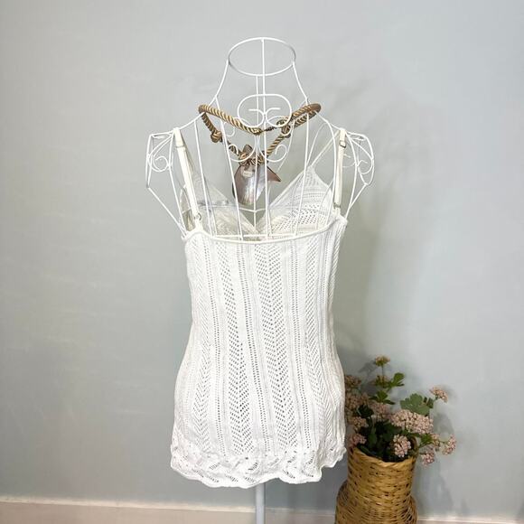 Stunning white vintage y2k crochet babydoll sequin tank top - Picture 4 of 6